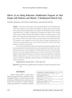 Effects of an Eating Behaviour Modification Program on