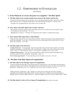 School of Evangelization (Talk 7) - Handout