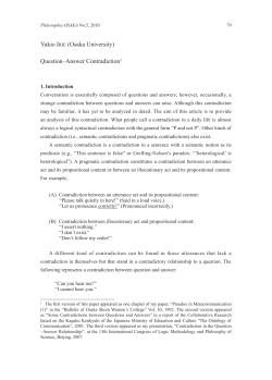 Yukio IRIE (Osaka University) Question&ndash;Answer Contradiction1