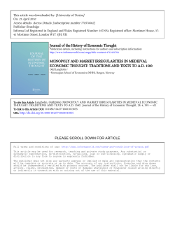 Journal of the History of Economic Thought MONOPOLY AND