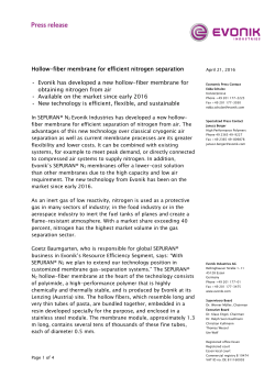 Hollow-fiber membrane for efficient nitrogen separation