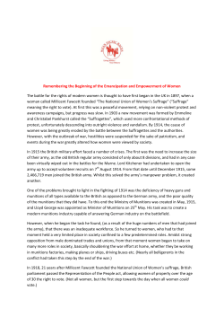 The Beginning of the Emancipation and Empowerment of Women