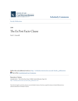 The Ex Post Facto Clause - Case Western Reserve University