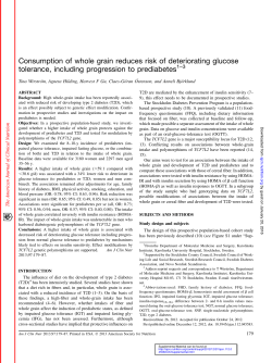 Consumption of whole grain reduces risk of deteriorating glucose