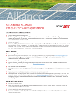 SOLAREDGE ALLIANCE &ndash; FREQUENTLY ASKED QUESTIONS