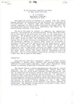 On the structure, chemistry and decay of bone, antler and ivory T. P.