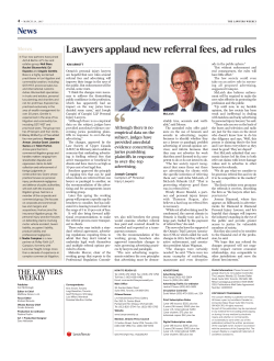Lawyers applaud new referral fees, ad rules
