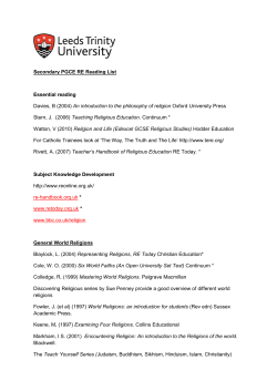 Secondary PGCE RE Reading List Essential reading Davies, B