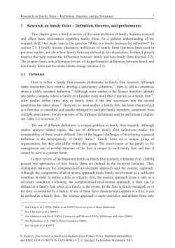 2 Research on family firms &ndash; Definition, theories, and