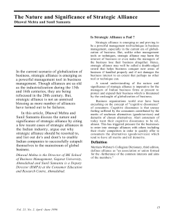 The Nature and Significance of Strategic Alliance
