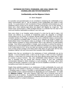 1 NOTEBOOK ON ETHICS, STANDARDS, AND LEGAL ISSUES
