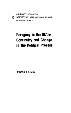 Paraguay in the 1970s: Continuity and Change in the - SAS