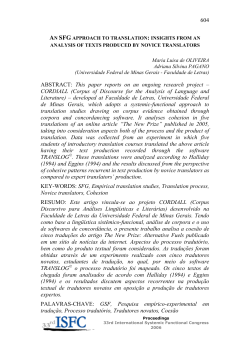 A SFL approach to translation: insights from an analysis of texts
