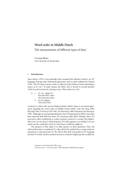 Word order in Middle Dutch: The interpretation of
