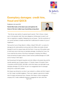 Exemplary damages: credit hire, fraud and QOCS