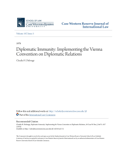 Diplomatic Immunity: Implementing the Vienna Convention on
