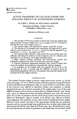 active transport of calcium across the isolated midgut of hyalophora