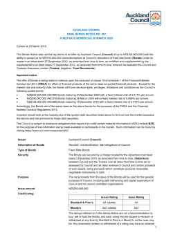 Auckland Council Final Series Notice - Fixed Rates Bonds