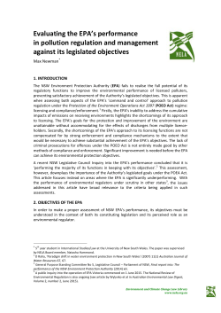 Evaluating the EPA`s performance in pollution regulation and
