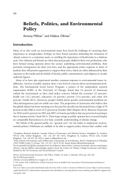 Beliefs, Politics, and Environmental Policy