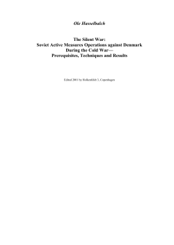 Ole Hasselbalch The Silent War: Soviet Active Measures Operations