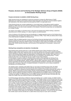 Purpose, structure and functioning of the Strategic Advisory Group of