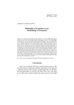 Philosophy of Economics versus Methodology of Economics