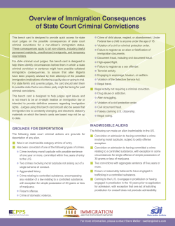 Overview of Immigration Consequences of State Court Criminal