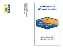 Multiple District 22 95th Annual Convention Gettysburg, PA May 15