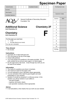GCSE Chemistry Specimen Question Paper Foundation