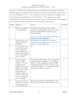 The Joint Commission Medication Compounding Certification (MDC