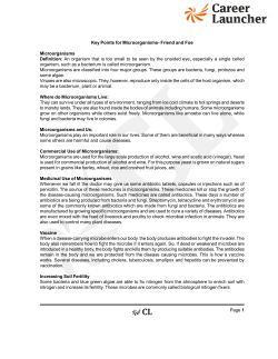 Page 1 Key Points for Microorganisms