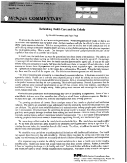 Rethinking Health Care and the Elderly