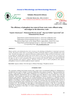 Scholars Research Library The efficiency of phosphate ion removal