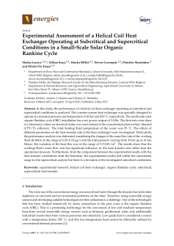 Experimental Assessment of a Helical Coil Heat Exchanger
