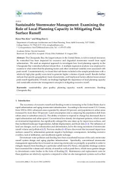 Sustainable Stormwater Management: Examining the Role of Local