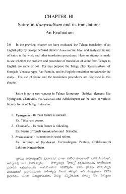 CHAPTER. HI Satire in Kanyasulkam and its translation: An Evaluation
