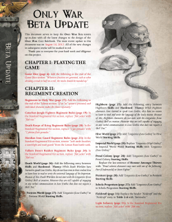 Only War Beta Update - Fantasy Flight Games
