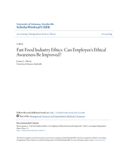 Fast Food Industry Ethics: Can Employee`s Ethical Awareness Be