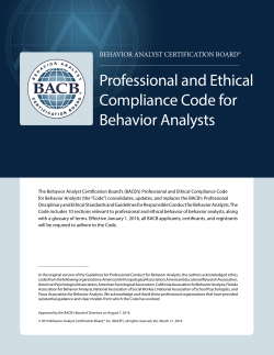 PROFESSIONAL AND ETHICAL COMPLIANCE CODE | BACB
