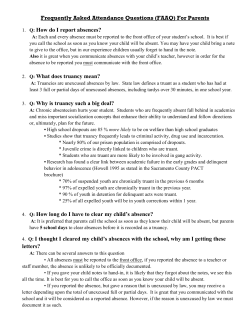 Frequently Asked Attendance Questions (FAAQ)