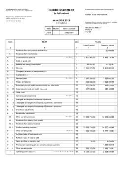 as at 30.6.2016 in full extent INCOME STATEMENT