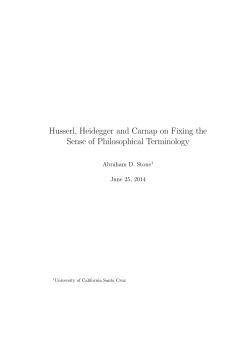 Husserl, Heidegger and Carnap on Fixing the