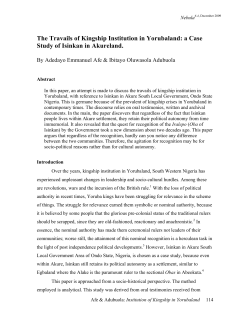 The Travails of Kingship Institution in Yorubaland: a Case Study of