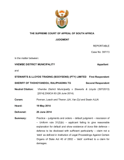 THE SUPREME COURT OF APPEAL OF SOUTH AFRICA