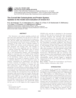 The Cornell Net Carbohydrate and Protein System: Updates to the