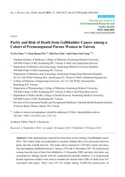 Parity and Risk of Death from Gallbladder Cancer among a Cohort