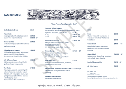 sample menu - Huka Prawn Park