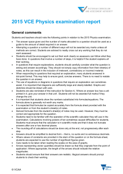 2015 VCE Physics examination report