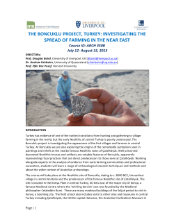 the boncuklu project, turkey: investigating the spread of farming in